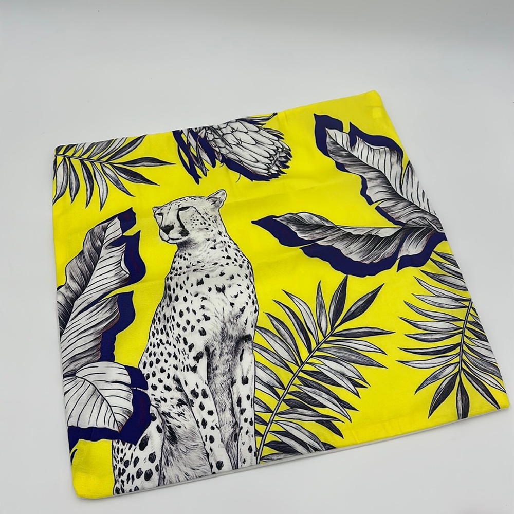 Bright Yellow Tropical Jungle Pillow Cover